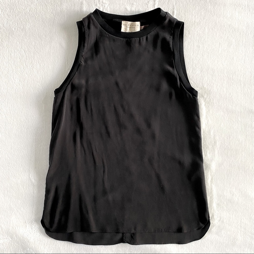 Alice + Olivia black silk tank top
